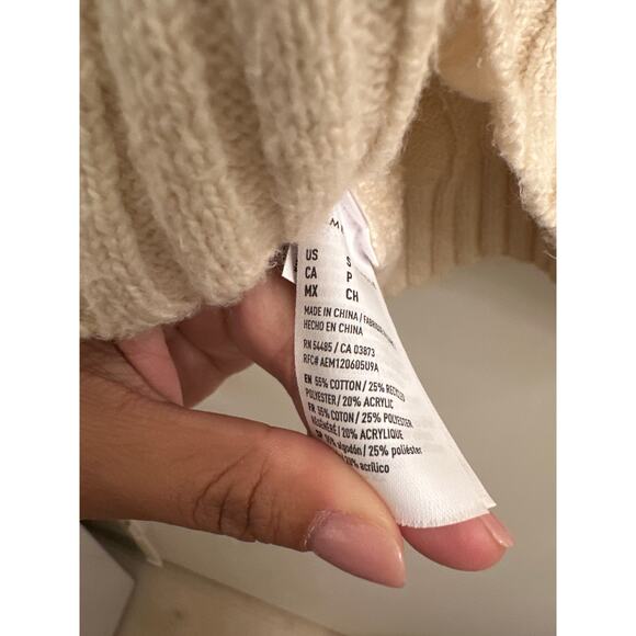 American Eagle Cream Cable Knit Cropped Cardigan Sweater Coquette Balletcore - Picture 6 of 6